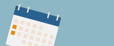 Calendar icon on a light blue background.